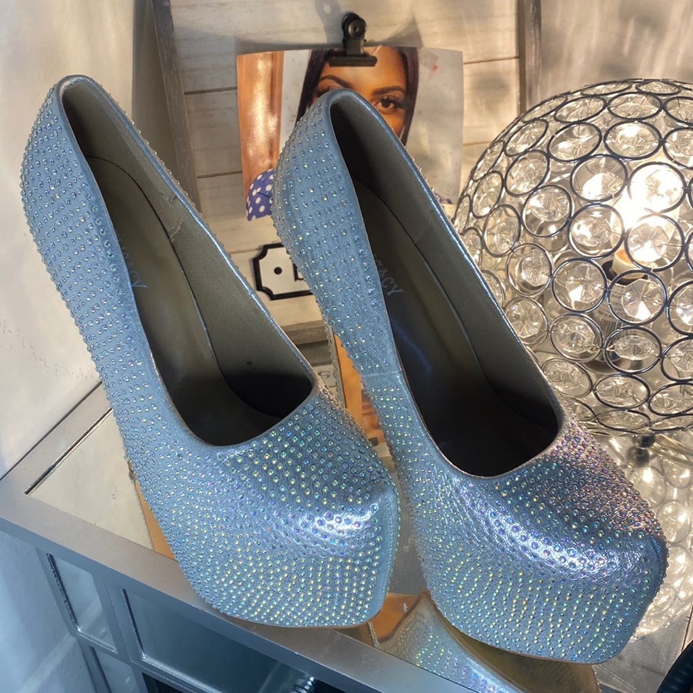 Platform rhinestone heels